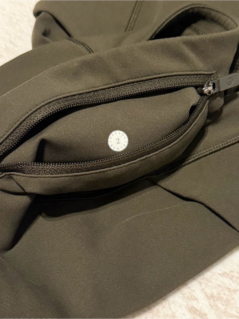 lululemon athletica Olive Green Leggings with Branded Zip Pull - Picture 7 of 7
